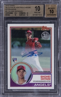 2018 Topps "83 Topps Silver Pack Chrome" #51 Shohei Ohtani Rookie Autograph Card (#18/25) - BGS PRISTINE 10/BGS 10
